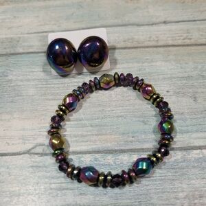 Rainbow Bracelet and Earrings.